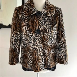 H&M Faux Fur Leopard Print crop Jacket